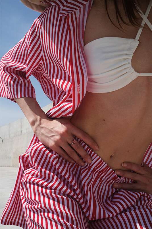 RED/WHITE STRIPED PANTS